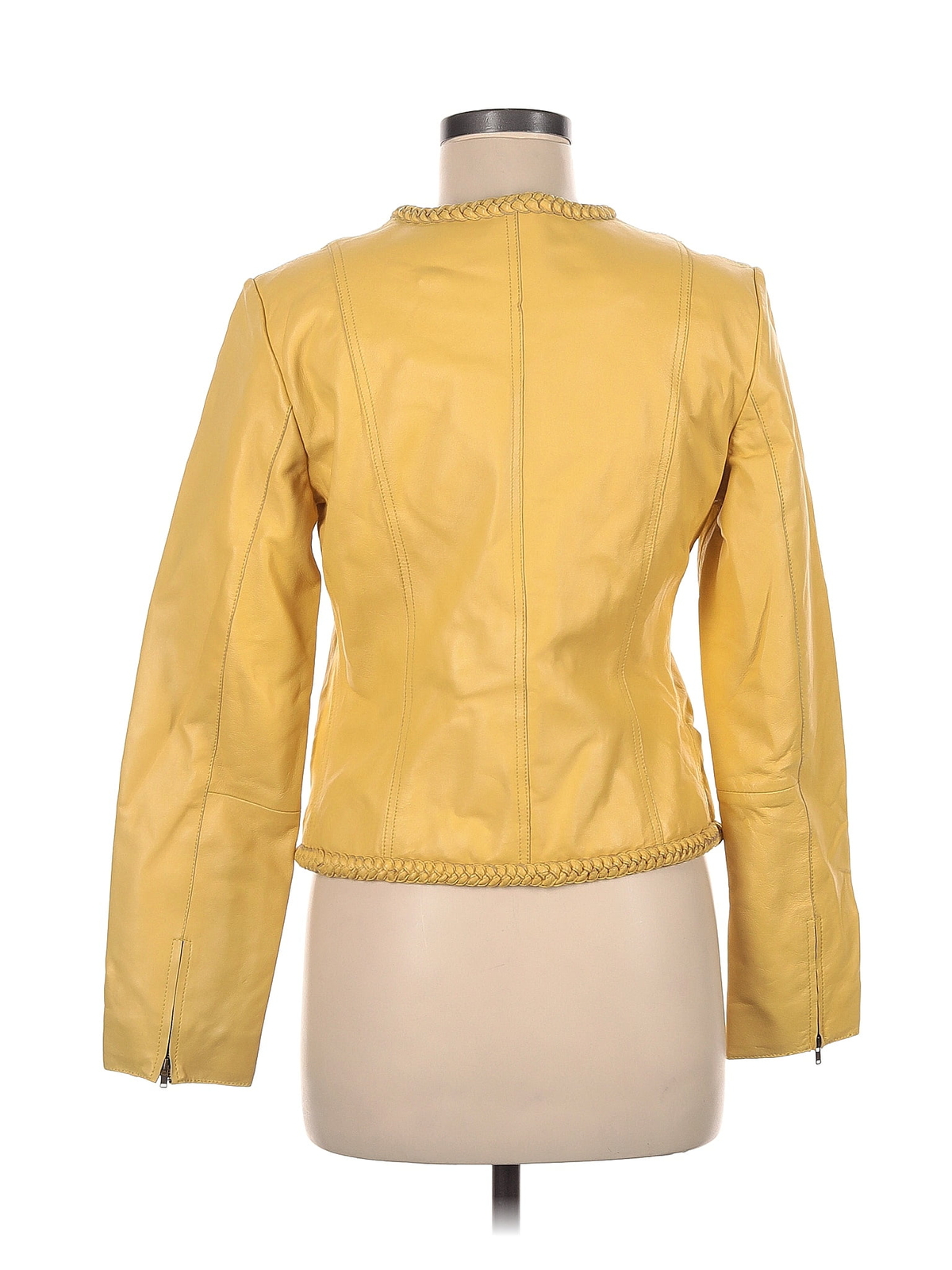 Cache Women Yellow Faux Leather Jacket 6 eBay