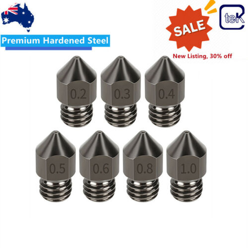 3D Printer MK8 Style Hardened Steel Nozzle 0.2/0.4/0.6/0.8/1.0mm NewList On Sale - Picture 1 of 11