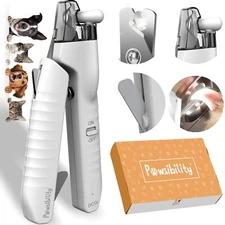 Rechargeable Pet Nail Clippers with LED Light USB Recommended by Vets for Safety