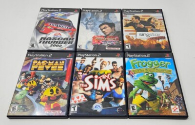 Sony PlayStation 2 6 Game Lot Tekken Tag Tournament Nascar Singstar Pac Man Sims