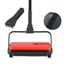 Pet Hair Floor Sweeper - 6.7" Manual Non-Electric w/300ml Dustbin & Comb