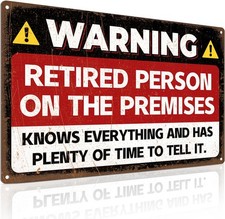 ALKB Retirement Gifts for Women/Men Patio Tin Metal Signs 8 x 12 Inch - Warning 