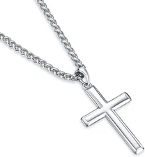 Rnivida Cross Necklace for Men, 925 Sterling Silver with 20" Chain 