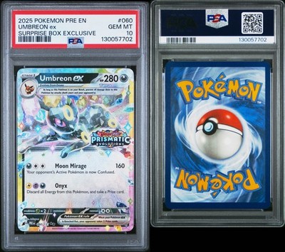 2025 Pokemon Prismatic Evolutions Umbreon EX PSA 10 Gem Mint Surprise Box...