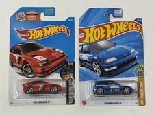 HOT WHEELS '90 HONDA Civic EF Red and Blue CR-X JDM NEW Lot Of 2