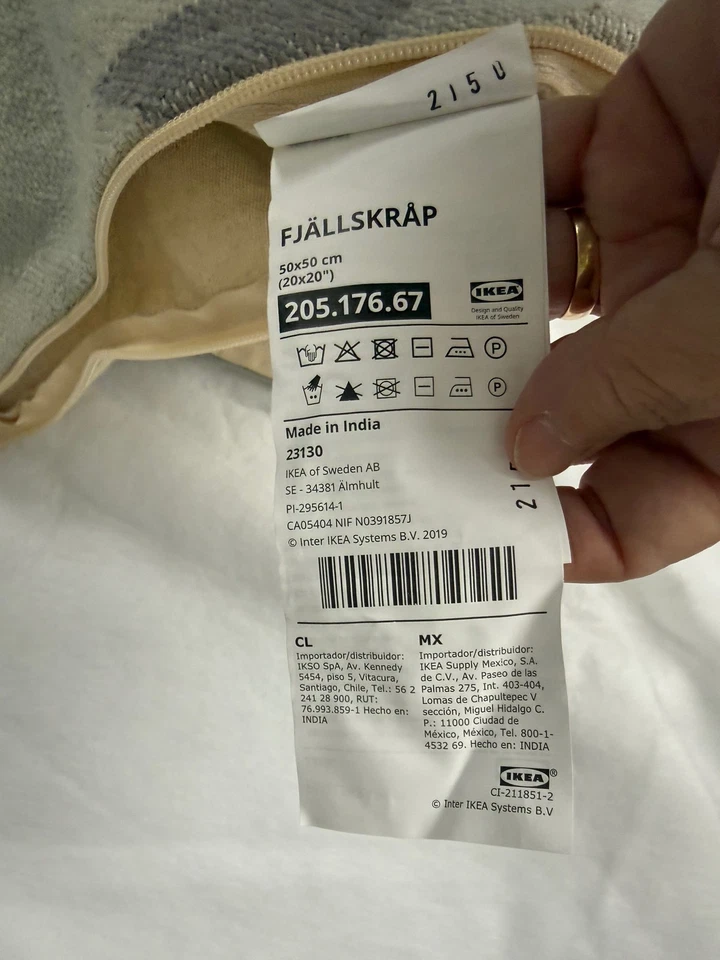 Ikea Wolle Baumwolle DHURRIE Teppich grau geometrisches Muster Kissenbezug 20 x 20" NEU - Bild 3 von 3