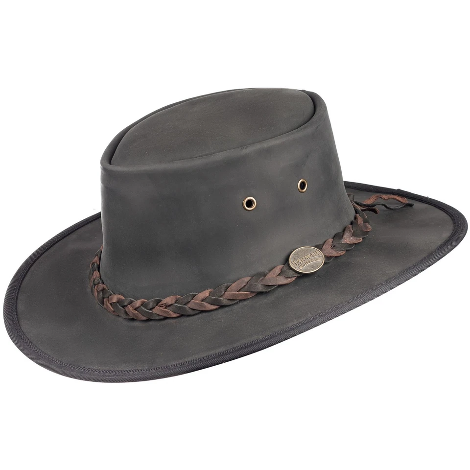 Barmah Squashy Twotone Lederhut Schwarz - Stylischer Outback Hut Robust faltbar - Bild 1 von 1