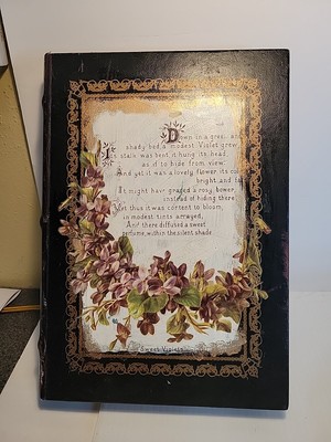 Decorated Wood Box   Plum Color Floral Butterlies  Iod Transfer  Upcycled 