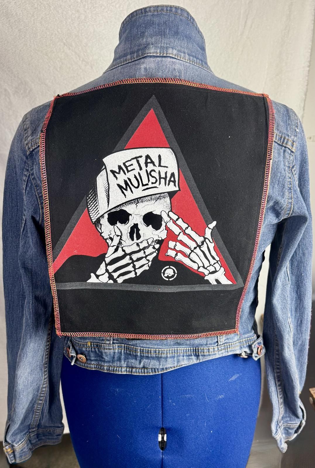 two face threads changeable patch denim cropped f… - image 1