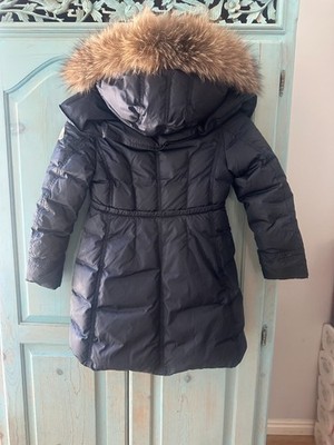 Kids Moncler Coat Size 8 and 130cm Fur Trim Navy Quilted Down Very 