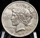 1924 Peace Silver Dollar 90% Silver Very Nice AU Features Strong Strike $1 US 2