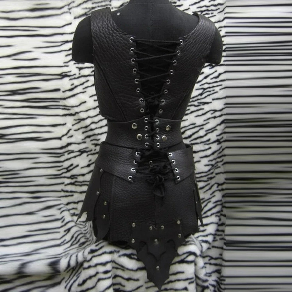Genuine Leather Woman medieval armor Dragon Textured Leather Halloween costume - Image 2 of 2