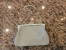 VTG Cream Chainmail Purse, Coiled Chain Strap, Metal Clasp