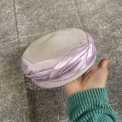 Women's Vintage 50's 60's Ja-Lee PillBox Lavender Pastel Kentucky Derby Hat Cap