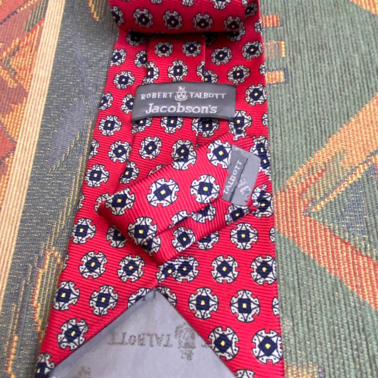 Robert Talbott Jacobson's Red Geometric Pattern S… - image 3