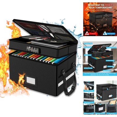 Large Capacity Fireproof Document Box Lockable Portable Safe Water Resistance