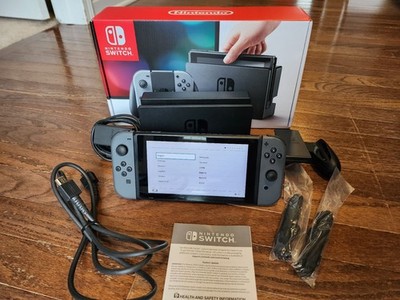 CIB - Nintendo Switch 32GB Console with Gray Joy Cons PLUS SDcard and Cover