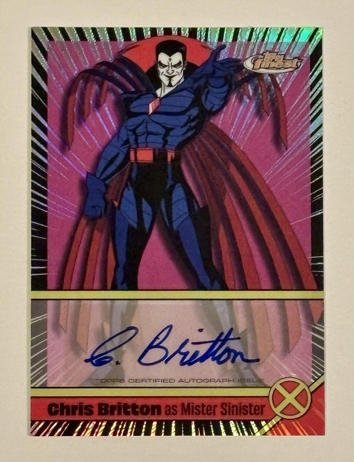 2025 Topps Finest X-Men 97’ Mister Sinister Chris Britton Autograph Card
