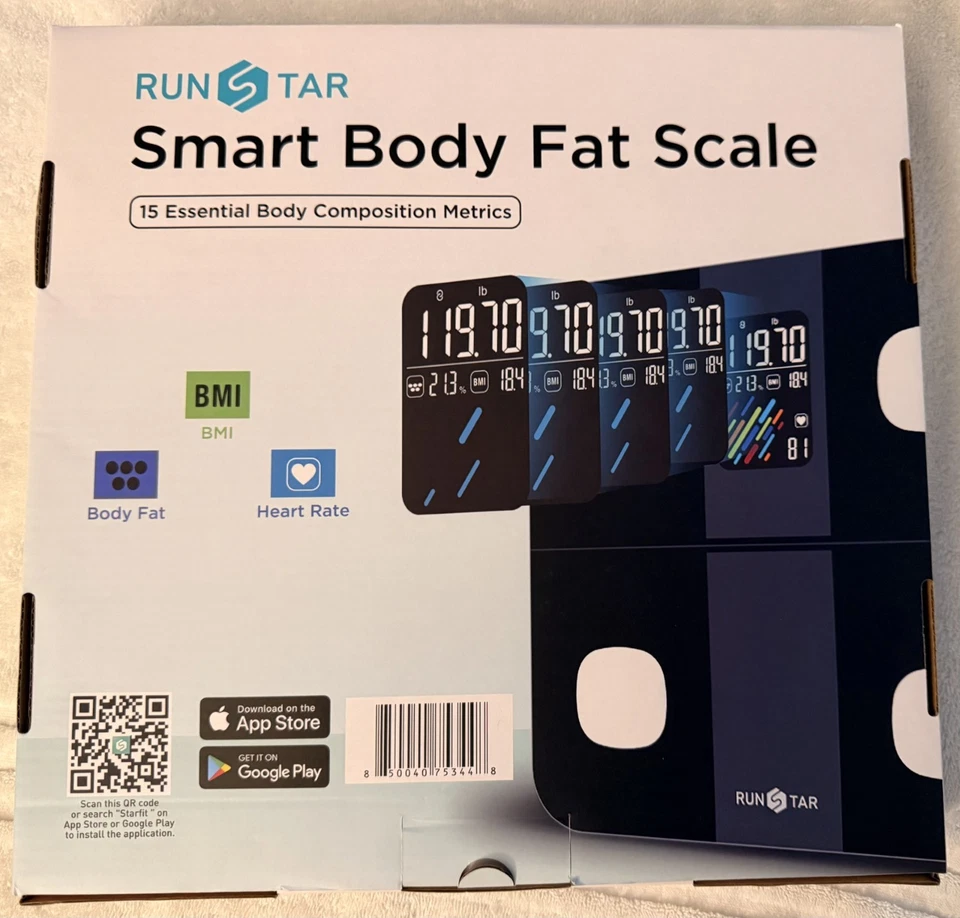 Báscula inteligente Runstar para peso corporal y porcentaje de grasa, digital de alta precisión Foto 2 de 4