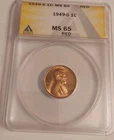 1949 S ANACS Certified MS65 RED Lincoln Wheat Cent + 1953 S Lincoln ICG MS 65 RD