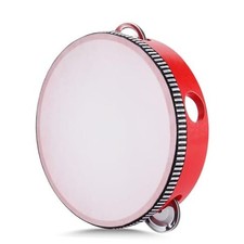 Wooden Round Tambourine for Kids and Adults 6" Inch Single Row 8 6 Inch Red