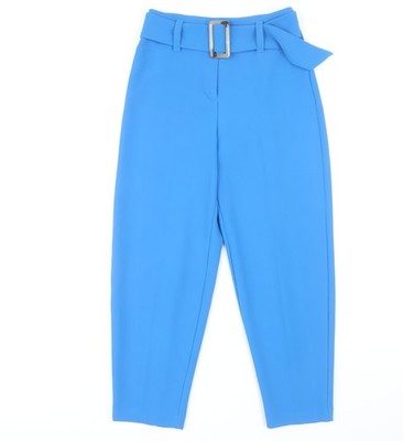 Topshop blaue spitz zulaufende Hose mit Gürtel, Größe 6