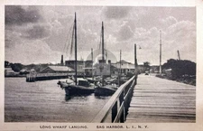 Long Wharf Landing Sag Harbor LI NY Automobile Sailboats RPPC Postcard COPY