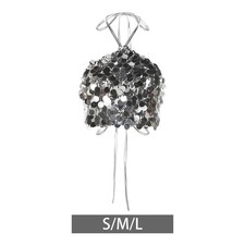 Neckholder-Crop-Top Damen Pailletten Fashion ...