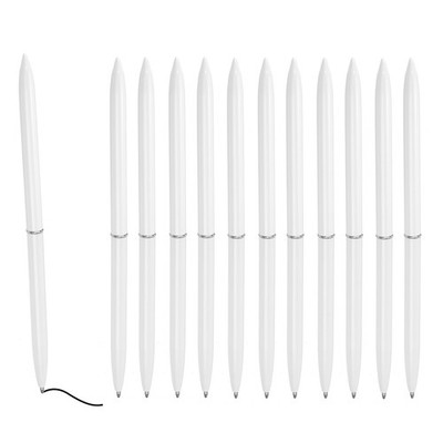 Slim Metal Ballpoint Pen, 12Pcs Black Ink 1mm Medium Point Pen, White