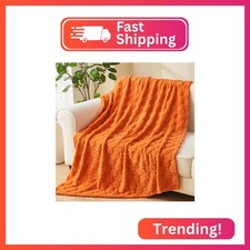 NEWCOSPLAY Super Soft Throw Blanket Orange Premium Silky Flannel Fleece 3D Check