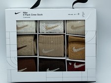 NEW 9 PAIR PACK NIKE YOUTH CREW SOCKS CUSHIONED GIFT PACK SIZE 10C-3Y