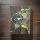 Vintage Handcrafted Stained Glass Blue Rose Window Panel Suncatcher 10x7.5