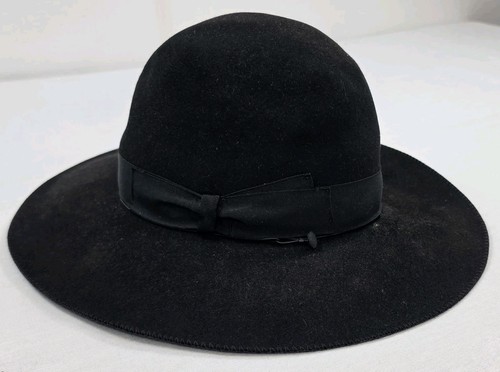 Borsalino Trionfo Mattoni 300 Black Fur Felt Orthodox Jewish Hat Size 60 Italy
