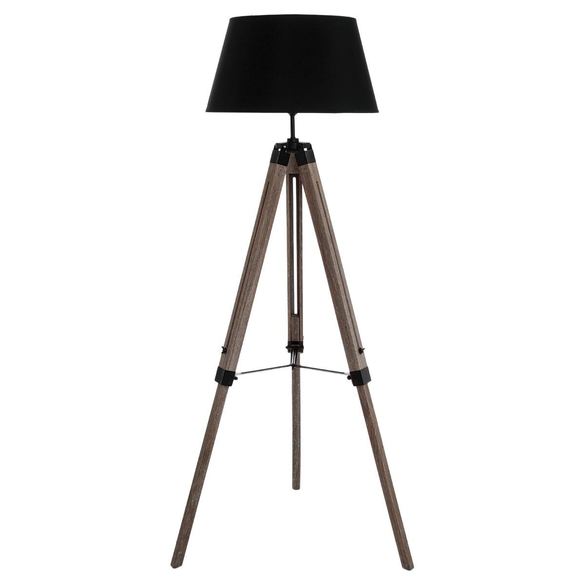 Lampadaire trépied Runo en bois noir de 145cm pour éclairage intérieur