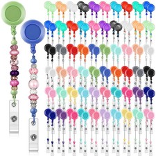 Sayglossy 100 Pcs Beadable Badge Reel Retractable Holder with Belt Clip