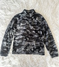 UNDER ARMOUR Boys' Quarter Zip Pullover Fleece Sweatshirt Black Camo Size YXL