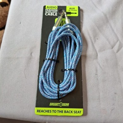 3.5mm Male to Male Auxiliary Audio Cable Headphone Cord 7 Ft Blue And White