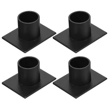 4Pcs Black Tape Candle Holders Iron Square Candlestick Stand