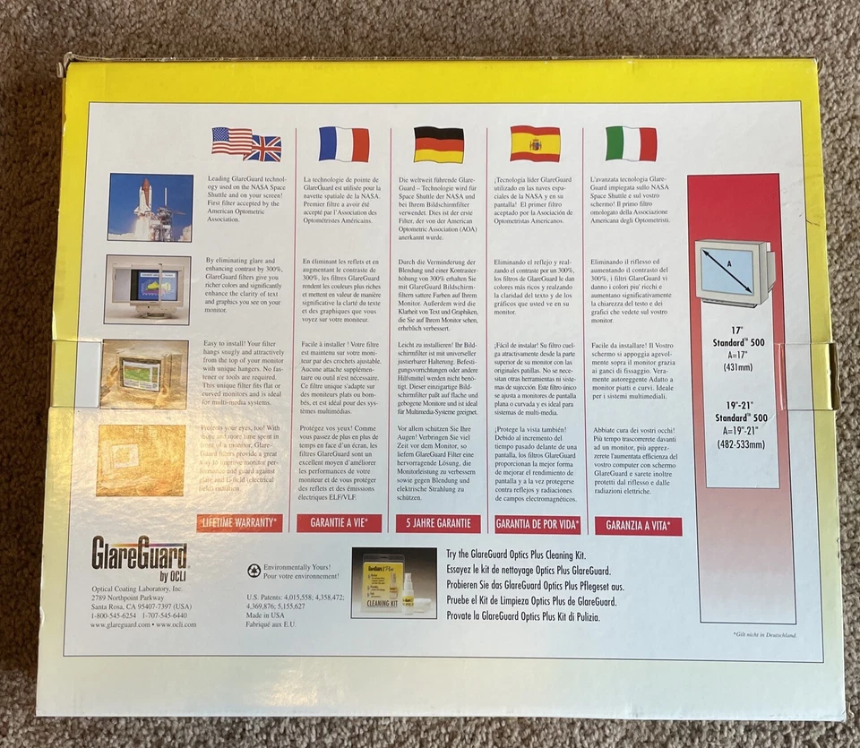 Ocli Glare Guard 500 Standard Computer Monitor Filter For 19-21” Vtg Monitors - Image 4 of 4