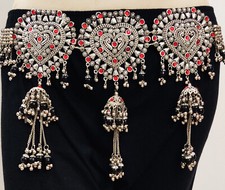 three hart Beaded Belt Kuchi Belly Dance Banjara Fringe Tribal Ethnic Hanging