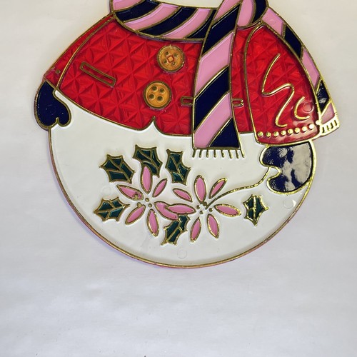 "Muñeco de nieve grande de colección Suncatcher plástico decoración de ventana escarchada flor de pascua 9,25""" - Imagen 6 de 8