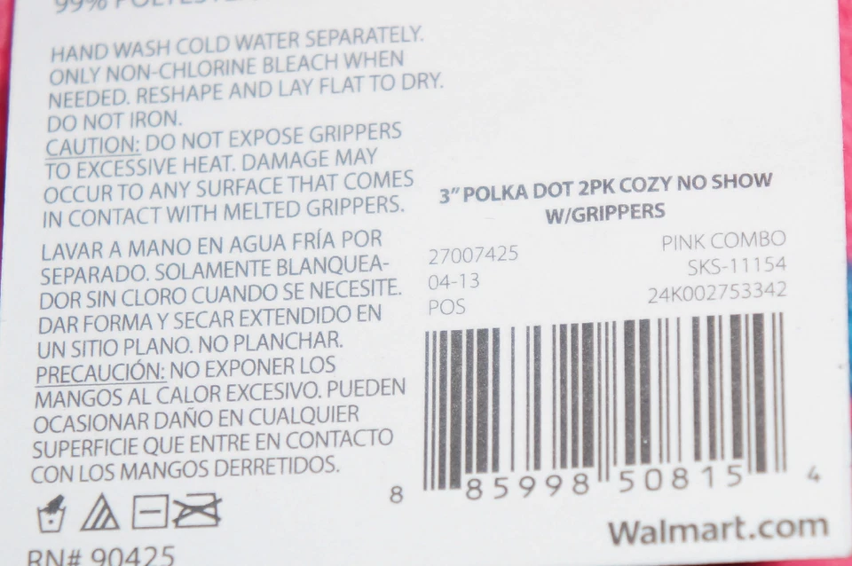 Meias aconchegantes femininas NO BORDERS 2 pares ponto rosa/azul tamanho único novas com etiquetas - Imagem 4 de 4