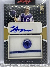 2021 LEAF PERFECT GAME YELLOW LUKE HEYMAN BUTTON PATCH AUTO # 4/5