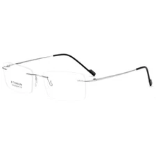 Rimless β Titanium Ultralight Retro Eyeglass Frames Women Men Square Glasses