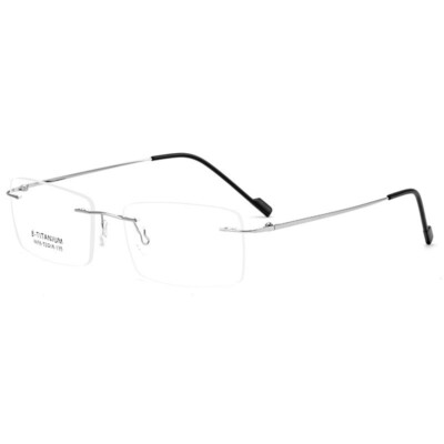 Rimless β Titanium Alloy Eyeglasses Frames Women Men Lightweight Square Glasses