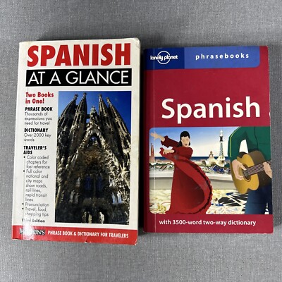 Spanish at a Glance & Spanish Phrasebook Lot Of 2 Paperback Books