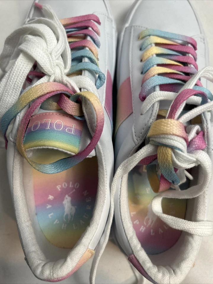 Polo Ralph Lauren Niños Blanco Arco Iris Sayer Zapatos EE. UU. 4.5 Foto 4 de 4