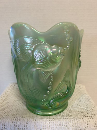 Fenton 2000 Collezione Museo Atlantide Vaso Topazio Opalescet Verde Iridizzato - Foto 3 di 7