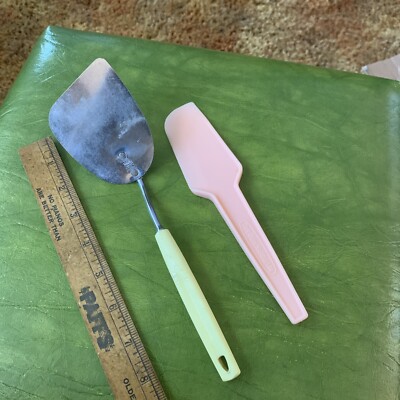 Vintage Ekco Yellow Chromium Spatula & Pink Our Own Hardware Scraper Mid Century