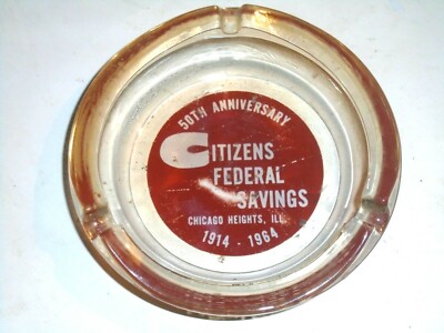 CITIZENS FEDERAL SAVINGS BANK,CHICAGOHIEGHTS IL,50TH ANNIVERSARY ASHE  TRAY-1964
